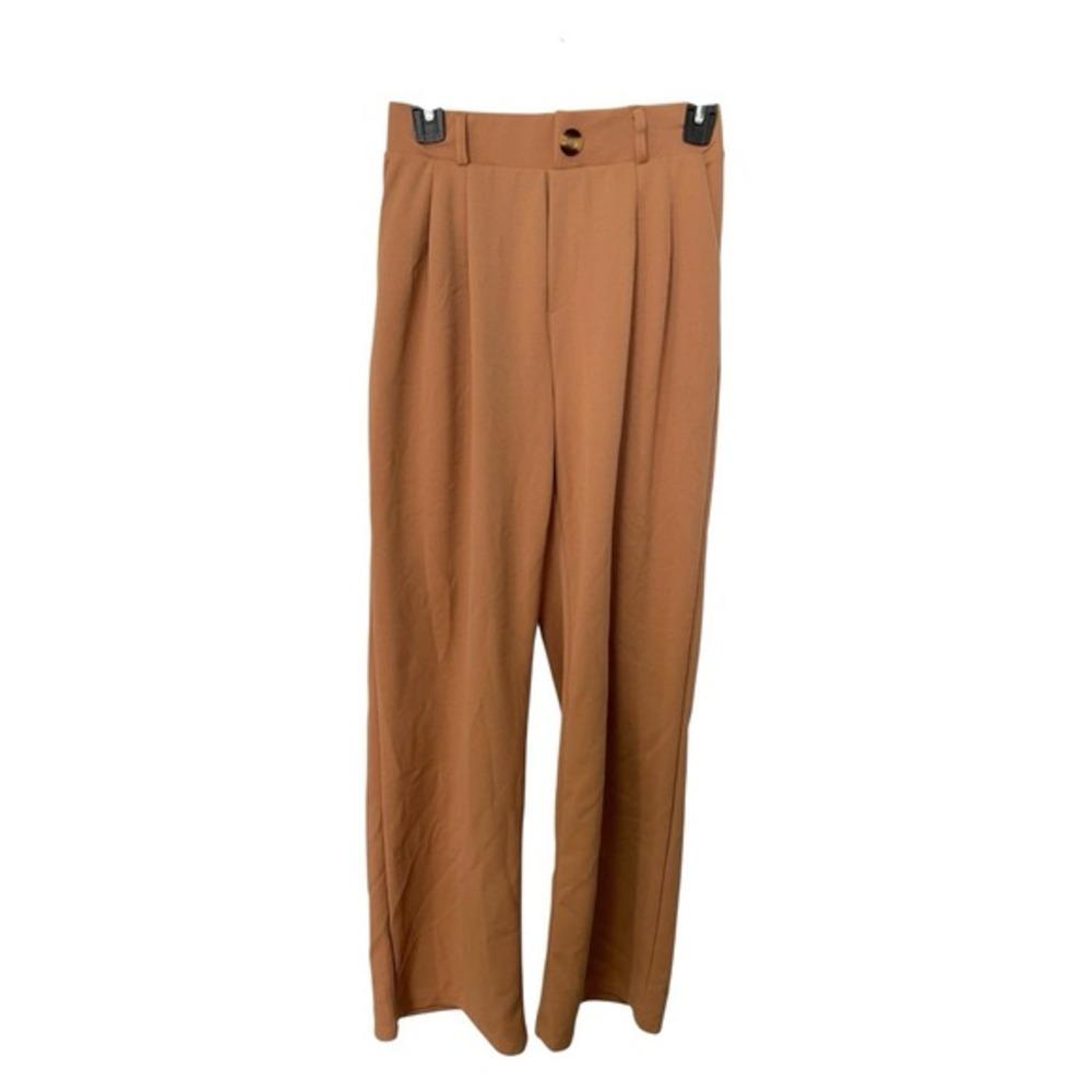 Harper by Block S Brown Trousers Pleated High Waist Wide Leg Dark Academia‎